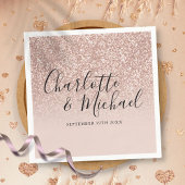 Elegant Script Roos Gouden Glitter Bruiloft Servet
