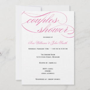 Élégant script rose Couples Shower Invitation
