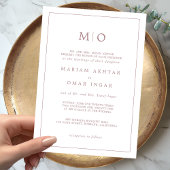 Élégant Script Rose Gold Monogram Invitation