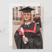 Élégant Script Rouge Photo Graduation Invitation (Dos)