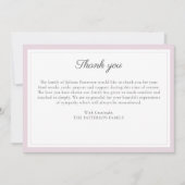 Elegant Script roze begrafenisfoto dank u kaart (Voorkant)