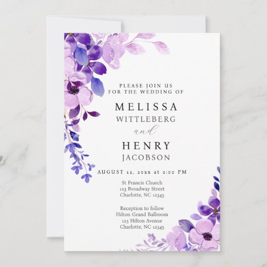 Elegant Script Roze Bloem Bruiloft Uitnodiging (Voorkant)