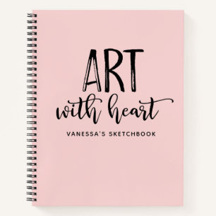 Elegant Script Roze Monogram Artiest Sketchbook Notitieboek