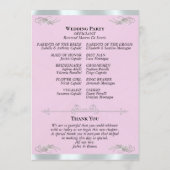 Elegant Script - Roze Parel/Zilveren Bruiloft Programma (Achterkant)
