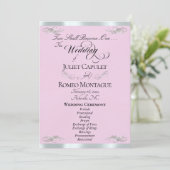 Elegant Script - Roze Parel/Zilveren Bruiloft Programma (Staand voorkant)