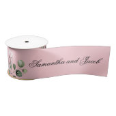 Elegant Script Roze Roos Bruiloft Lint (Spoel)