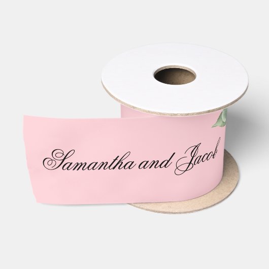 Elegant Script Roze Roze Huwelijk Lint (Spoel)