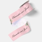 Elegant Script Roze Roze Huwelijk Lint (Achterkant)
