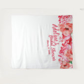 Elegant Script Roze Waterverf Bloem Bruidsdouche Wandkleed (Voorkant (horizontaal))