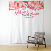 Elegant Script Roze Waterverf Bloem Bruidsdouche Wandkleed (In situ)