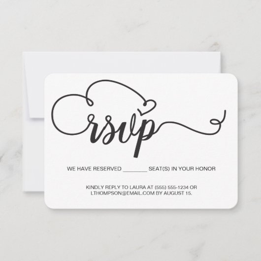 Elegant Script RSVP e-mail Gereserveerde zitplaats (Voorkant)