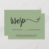Elegant Script RSVP gereserveerde plaatsen Groene  (Voorkant / Achterkant)