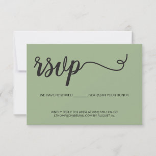 Elegant Script RSVP gereserveerde plaatsen Groene