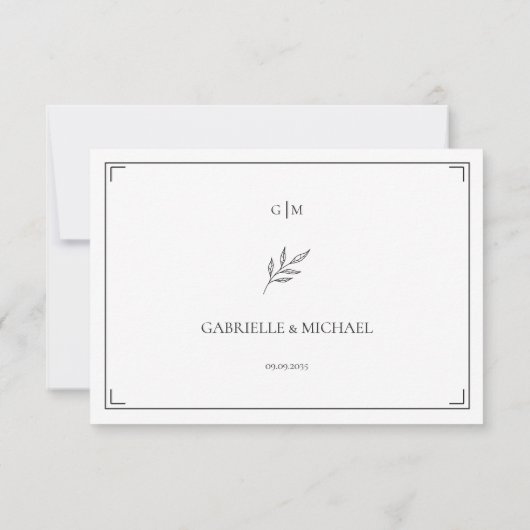 Elegant Script RSVP QR Code Black White Wedding  (Dos)