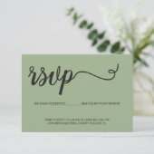 Élégant Script RSVP sièges réservés mariage vert (Debout devant)