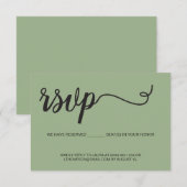 Élégant Script RSVP sièges réservés mariage vert (Devant / Derrière)