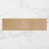 Elegant Script Rustic Kraft Baby Sprinkle Shower Waterfles Etiket (Enkel label)