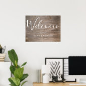 Élégant Script Rustic Mariage Affiche de bienvenue (Bureau à domicile)