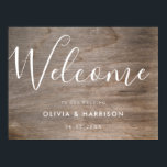 Élégant Script Rustic Mariage Affiche de bienvenue<br><div class="desc">Élégant Script Rustic Mariage Affiche de bienvenue. Bienvenue à votre famille et à vos amis avec ce simple modèle de signalisation mariage. Personnalisez ce panneau mariage élégant et élégant avec les noms et la date.</div>