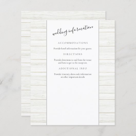 Elegant Script Rustic Wood Guest Information (Voorkant / Achterkant)