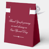 Elegant script rustieke chique Bourgondische bruil Bedankdoosjes (Achterkant)