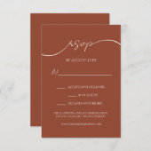 Élégant Script Rustique Terracotta Mariage Carte R (Devant / Derrière)