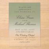 Elegant Script Sage Green Gradient Wedding Acryl Uitnodigingen (Voorkant)