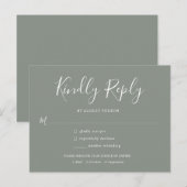 Elegant Script Sage Green Wedding RSVP Uitnodiging Briefkaart (Voorkant / Achterkant)