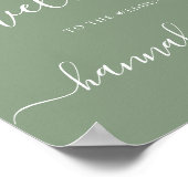 Elegant Script Sage Green Wedding Welkomstteken Poster (Hoek)