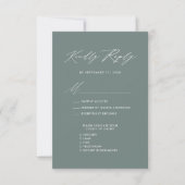 Elegant Script Sage Groen Minimalistisch Bruiloft  RSVP Kaartje (Voorkant)