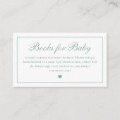 Elegant Script Sage Groene Boeken voor Baby shower Informatiekaartje (Voorkant)