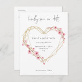 Elegant Script Sakura Cherry Blossom Save The Date Uitnodiging Briefkaart (Voorkant / Achterkant)
