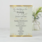 Elegant Script - Salie Parel/Goud Huwelijk Programma (Staand voorkant)