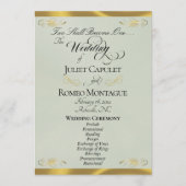 Elegant Script - Salie Parel/Goud Huwelijk Programma (Voorkant)
