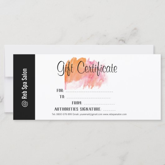 Elegant Script Salon Personalized Cadeaubon (Voorkant)