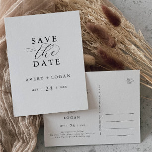 Elegant Script Save the Date Announcement Postcard Uitnodiging Briefkaart