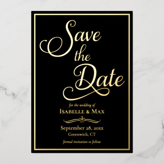 Elegant Script Save the Date Folie Uitnodiging (Voorkant)