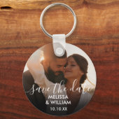 Elegant Script Save The Date Foto Sleutelhanger (Achterkant)