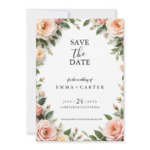 Elegant Script Save the Date met Pastel Roze Rand