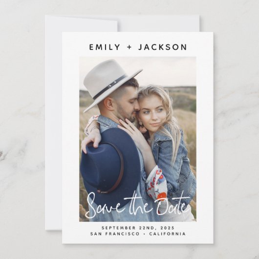 Elegant Script Save the Date Photo (Voorkant)