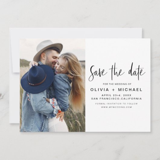 Elegant Script Save the Date Photo Minimalist (Voorkant)