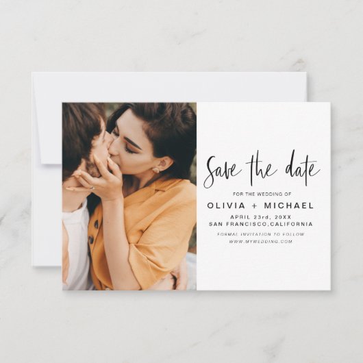 Elegant Script Save the Date Photo Minimalist (Voorkant)
