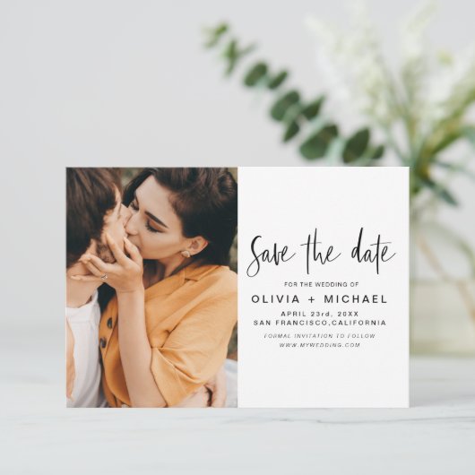 Elegant Script Save the Date Photo Minimalist (Staand voorkant)