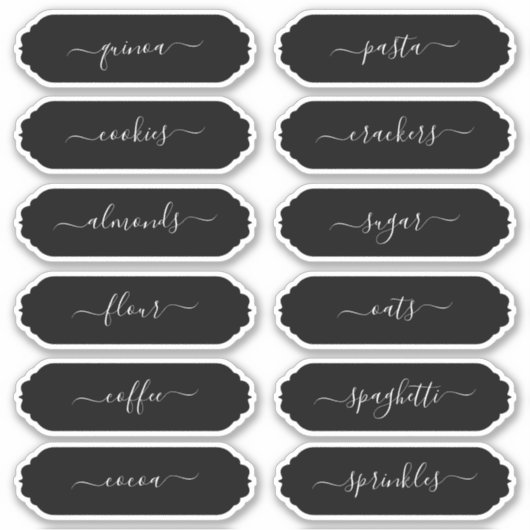 Elegant Script Scallop Lijst Kitchen Pantry Labels (Voorkant)