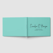 Elegant Script Serif Aangepaste lichte Blauwgroen  Gastenboek (Volledig)