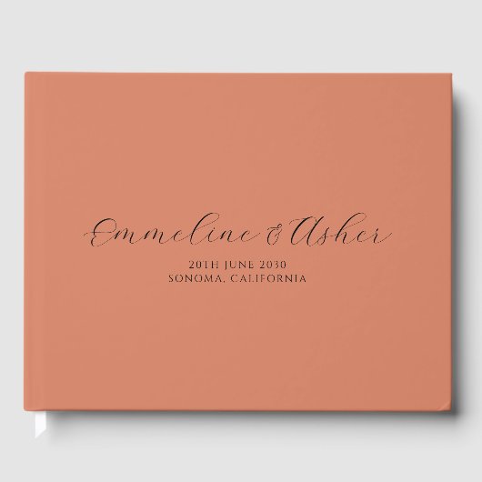 Elegant Script Serif Custom Terracotta Bruiloft Gastenboek (Voorkant)