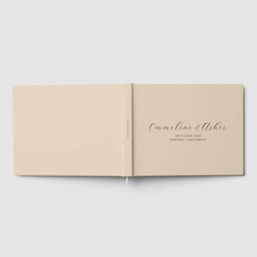 Elegant Script Serif gepersonaliseerde crème bruil Gastenboek (Volledig)