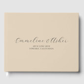 Elegant Script Serif gepersonaliseerde crème bruil Gastenboek (Voorkant)