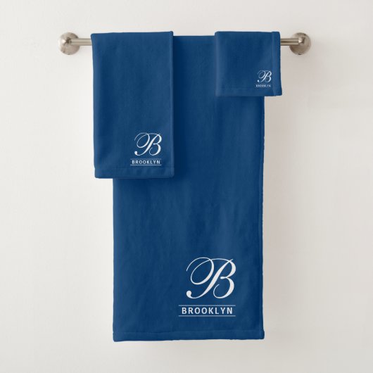 Élégant Script Serif Monogram Navy Blue (En situation)