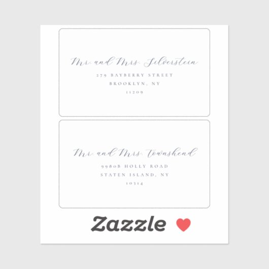 Elegant script Serif Text 2 bruiloft Adresetikette Sticker (Vel)